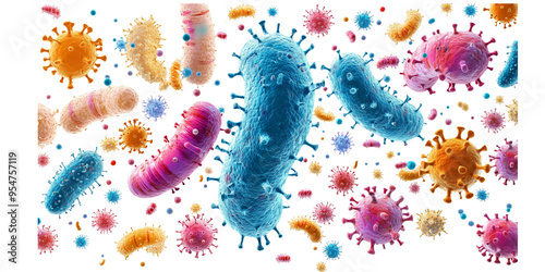 pathogen cell, bacteria and virus isolated on Transparent background

