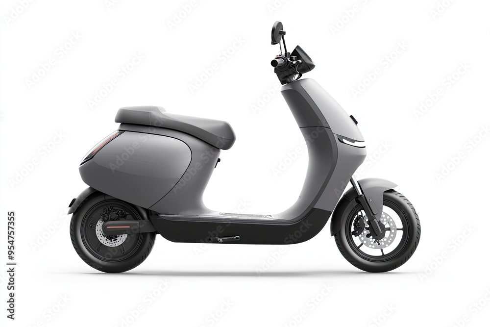 Modern gray electric scooter on white background. Modern gray electric scooter on white background.