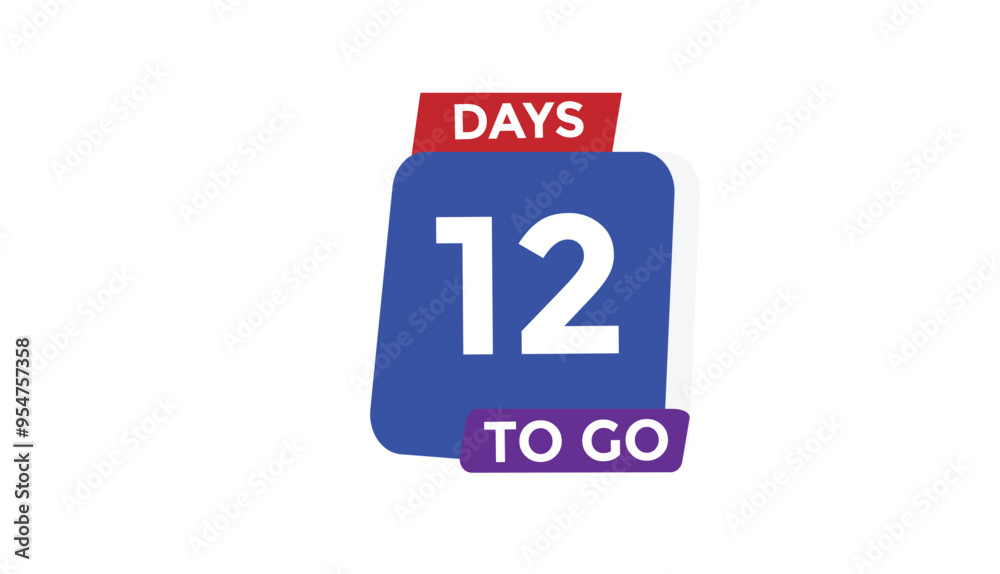 12 days to go Countdown number banner templates. time icon. Vector Illustration
12 days to go Countdown number banner templates. time icon. Vector Illustration