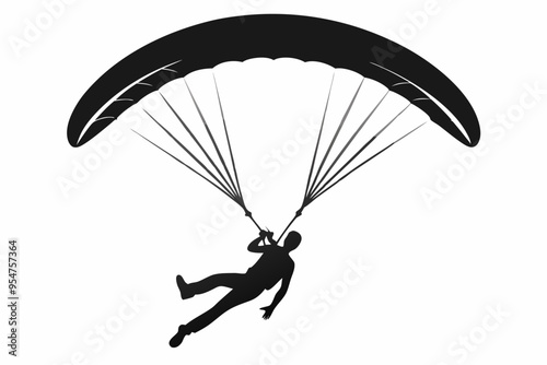 Paragliding silhouette vector illustration