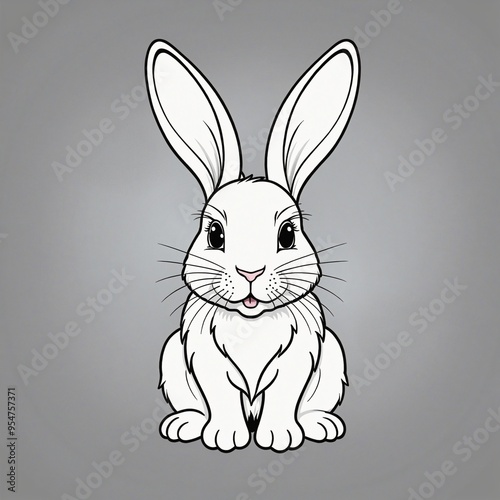 Easter bunny in simple one line style, illustration