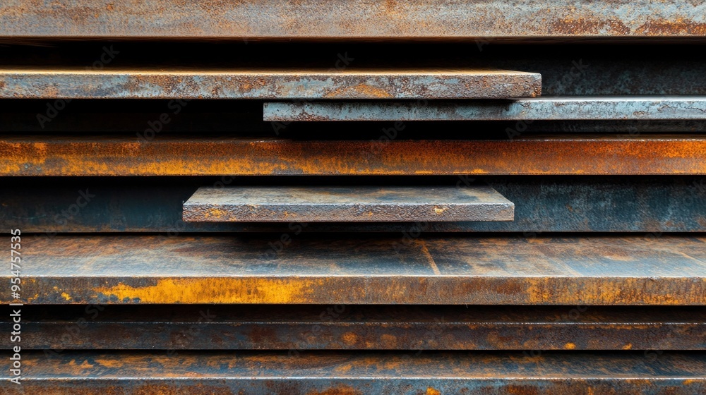 Rusty Metal Sheets Stacked, Industrial Background Rusty Metal Sheets Stacked, Industrial Background