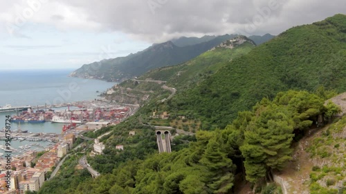 Salerno mountains and port view