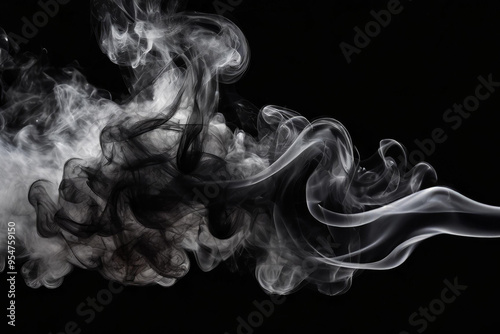 Wallpaper Mural White Smoke on Black Background, Abstract Smoke Plume on Black, White Vapor Cloud on Dark Surface, Foggy Smoke Texture on Black Torontodigital.ca