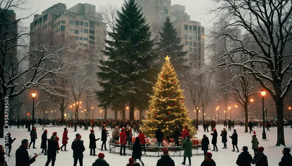 Obraz premium christmas tree in the city