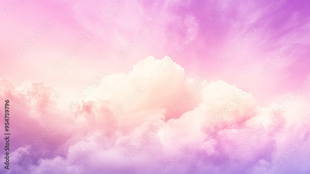 Soft pastel pink and purple sky with fluffy clouds. Soft pastel pink and purple sky with fluffy clouds.