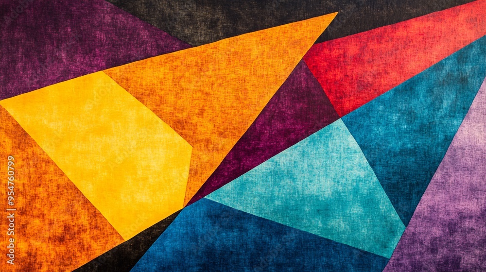 Abstract geometric shapes in vibrant hues create a striking visual composition. Abstract geometric shapes in vibrant hues create a striking visual composition.