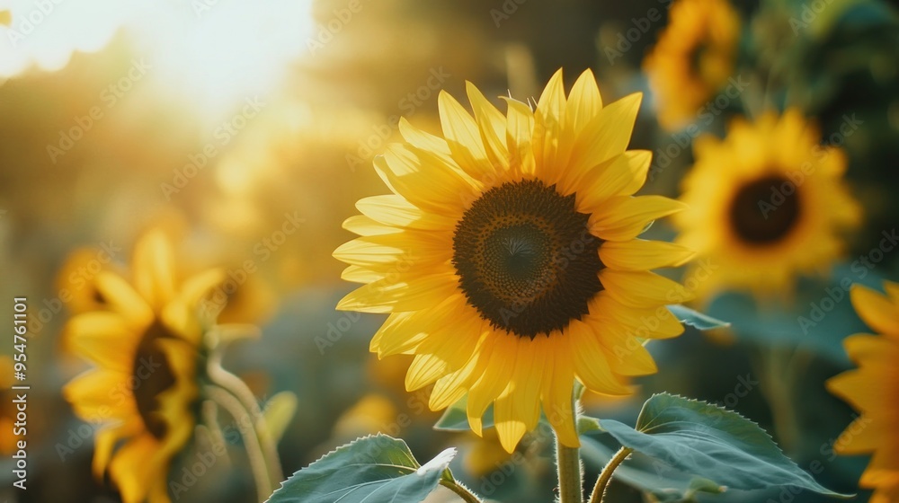 Naklejka premium Sunflowers in Golden Light