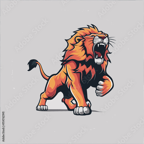 lion roar full body design illustration logo photo