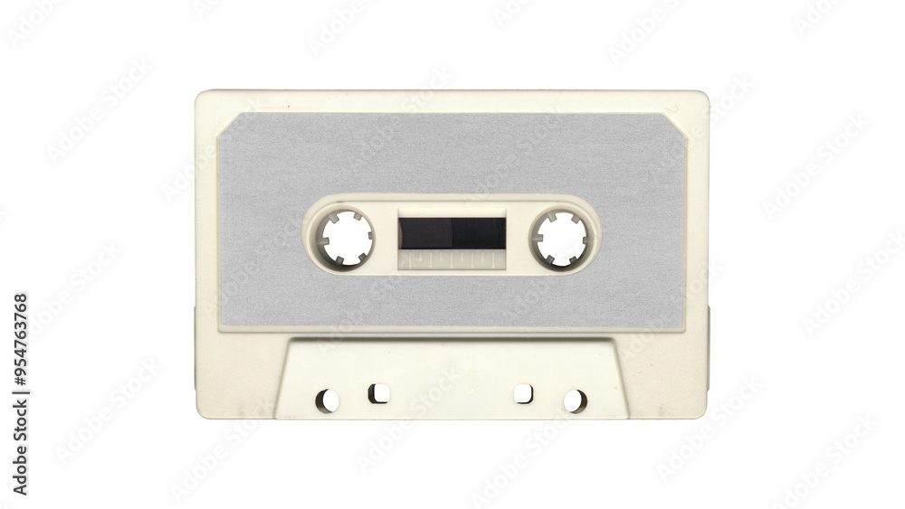 white Isolated music cassette tape with clear place for cover, front side, y2k retro style white Isolated music cassette tape with clear place for cover, front side, y2k retro style