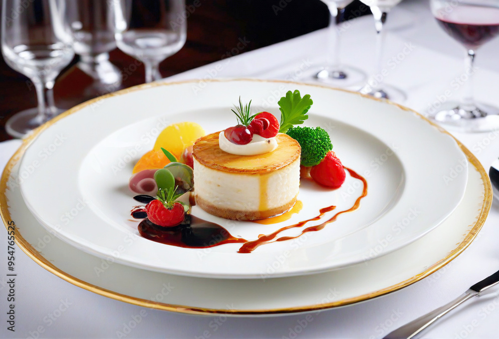 Gourmet plated desserts, each featuring fresh ingredients like berries, citrus, and herbs. The dishes are served in an elegant restaurant setting. Gourmet plated desserts, each featuring fresh ingredients like berries, citrus, and herbs. The dishes are served in an elegant restaurant setting.
