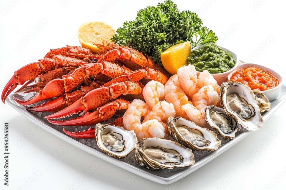 Seafood Platter with Lobster Claws, Shrimp, Oysters, and Dips Seafood Platter with Lobster Claws, Shrimp, Oysters, and Dips