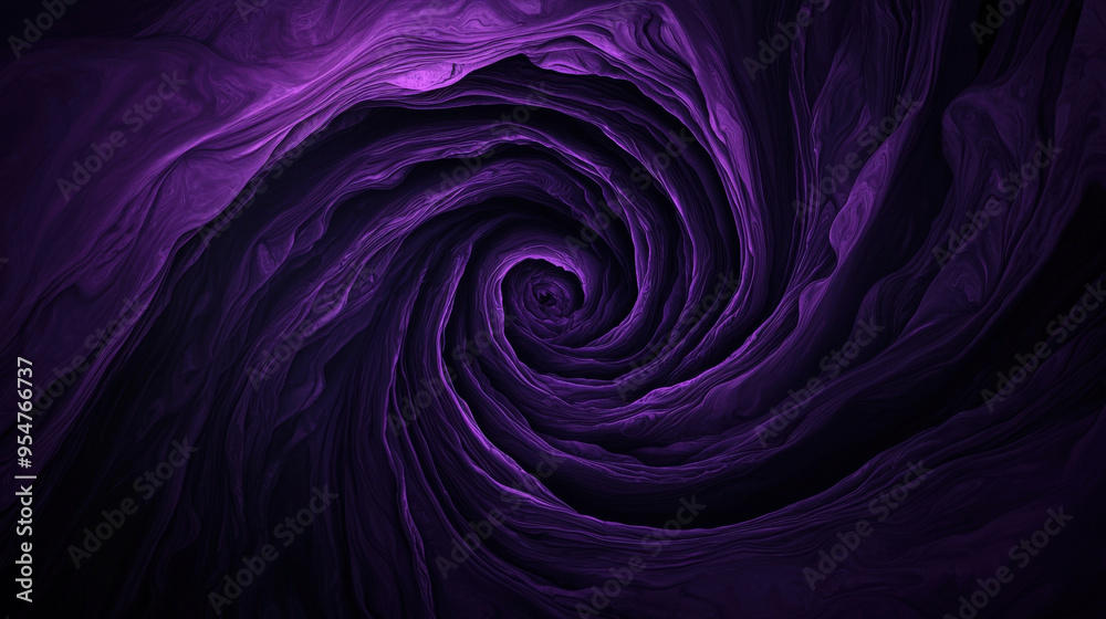 Obraz premium A mesmerizing spiral pattern in deep purple hues creates sense of depth and movement, evoking feelings of mystery and intrigue.