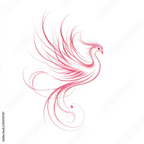Elegant Monochrome Phoenix Tattoo Design