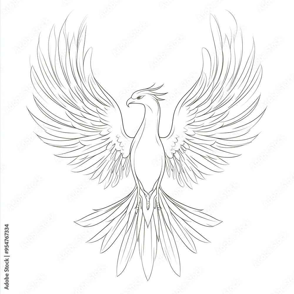 Fototapeta premium Elegant Monochrome Phoenix Tattoo Design