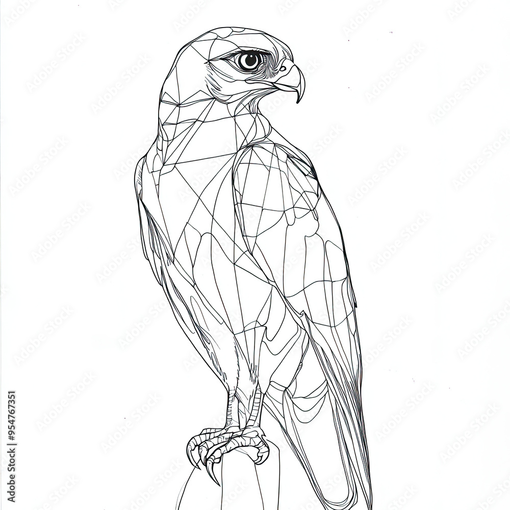 Obraz premium Geometric Falcon Line Art Illustration