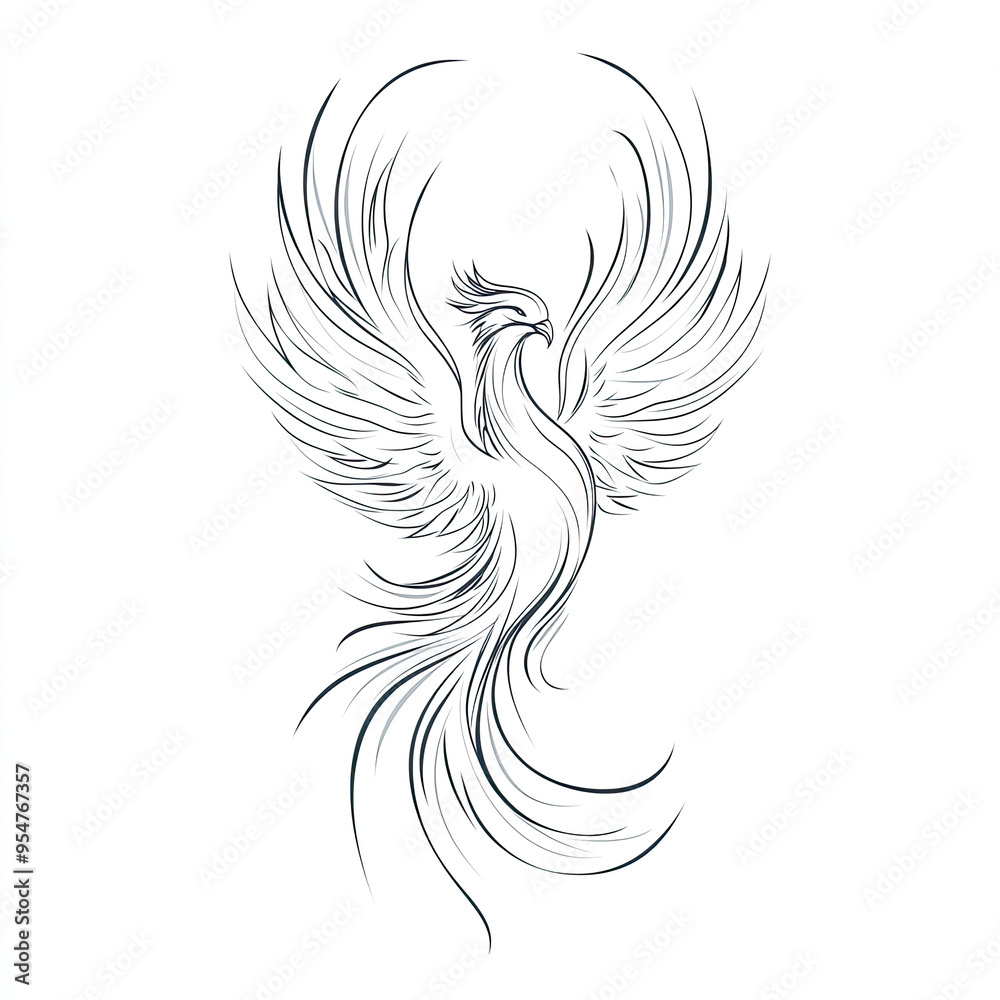 Obraz premium Elegant Monochrome Phoenix Tattoo Design