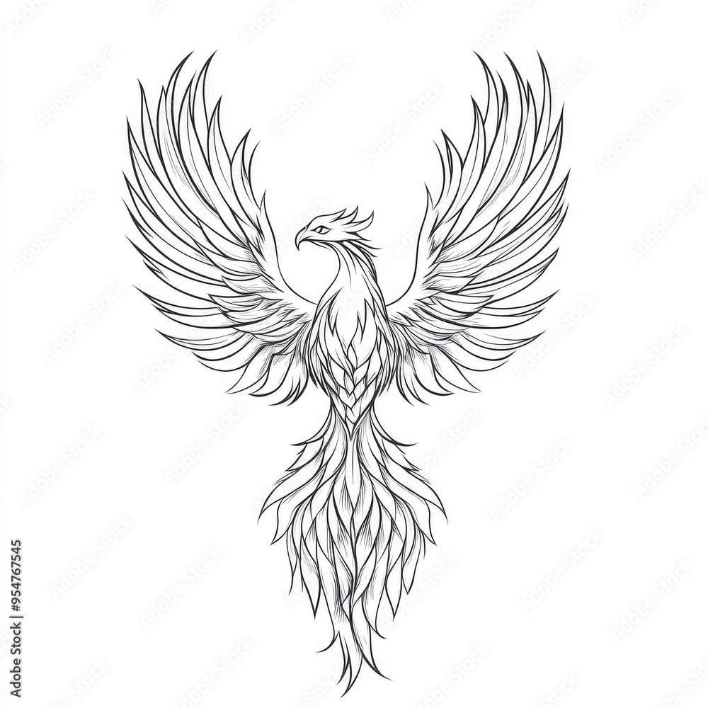 Obraz premium Elegant Monochrome Phoenix Tattoo Design