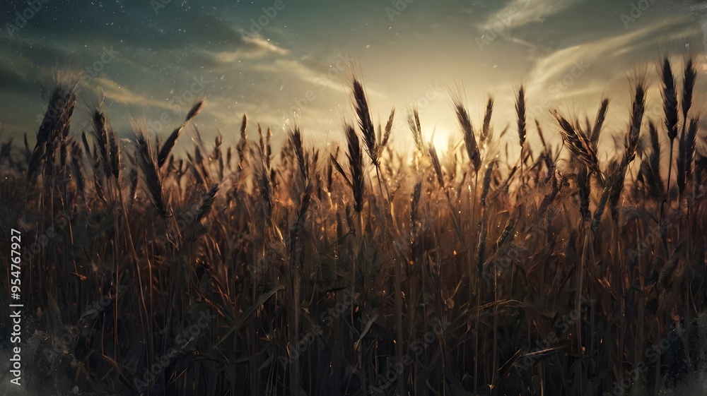 Fototapeta premium sunset in the field