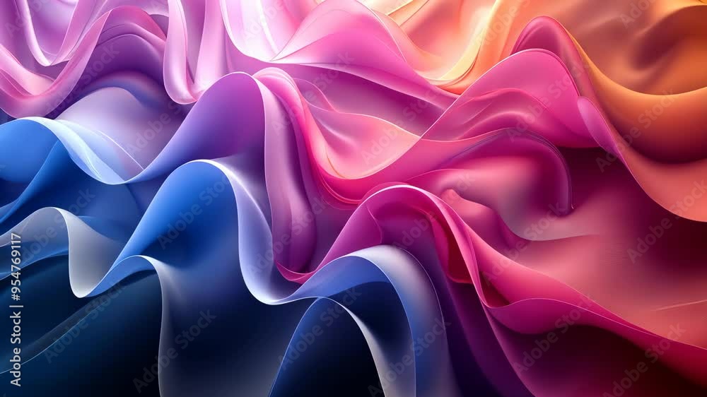 Colorful abstract fabric waves with gradient hues, artistic expression concept Colorful abstract fabric waves with gradient hues, artistic expression concept