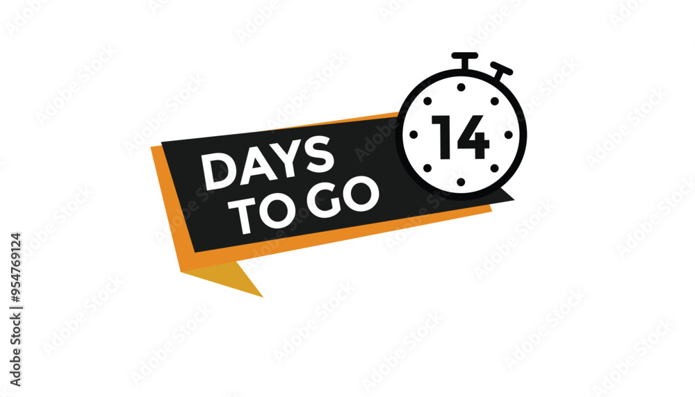 14 days to go Countdown number banner templates. time icon. Vector Illustration 14 days to go Countdown number banner templates. time icon. Vector Illustration
