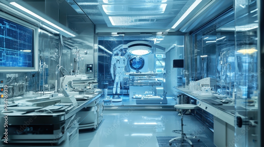 Obraz premium Futuristic Medical Imaging Technology in Advanced Hospital Room