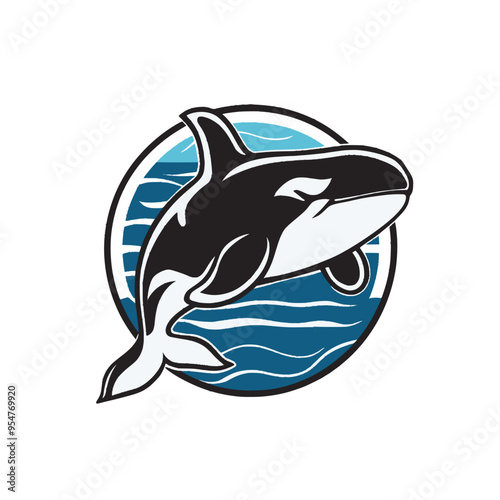 orca whale logo illustration design on white background