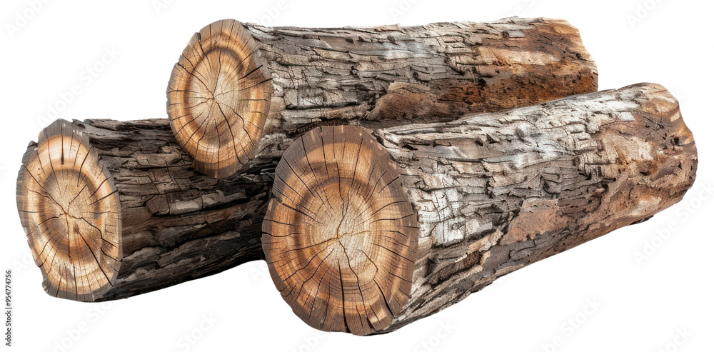 PNG Three wooden logs isolated white PNG Three wooden logs isolated white