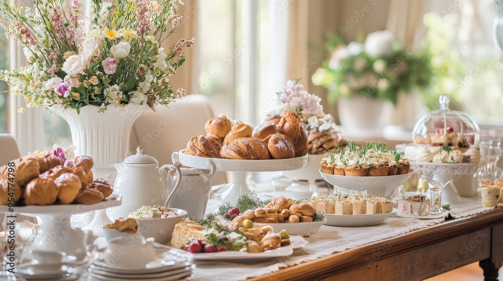 Envision a charming Easter Sunday brunch with a buffet of seasonal dishes and pastries. Envision a charming Easter Sunday brunch with a buffet of seasonal dishes and pastries.