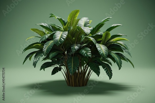 3D Rendered Rhapis Excelsa Plant with Detailed Texture and Vibrant Foliage photo