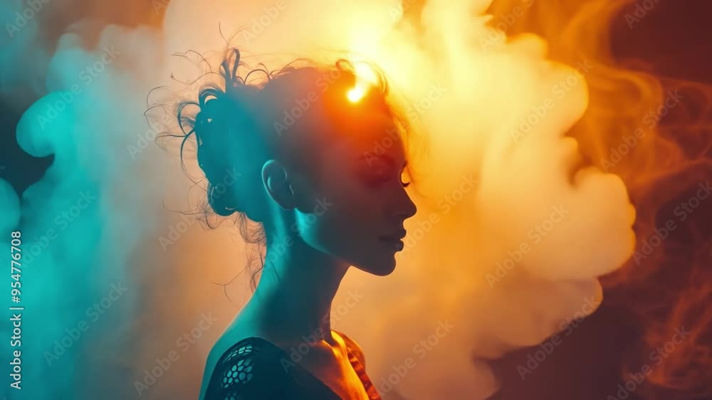 A silhouette of a person against a bright light source, creating a striking contrast between light and shadow A silhouette of a person against a bright light source, creating a striking contrast between light and shadow