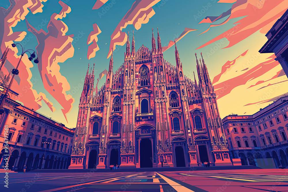 Obraz premium Stunning Duomo di Milano: A Geometric Perspective