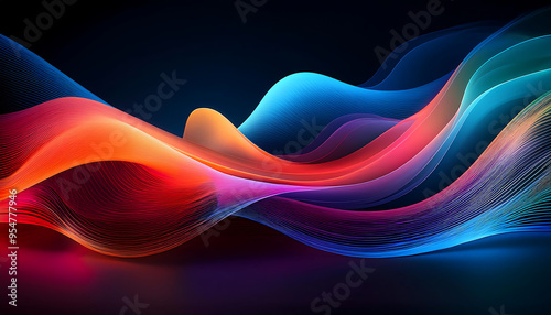  Colorful Abstract Fluid Shapes, Gradient Waves on Dark Background- This image features flui_1(113) photo