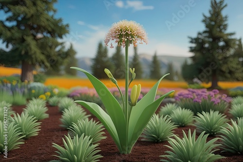 3D Visual Representation of Nassella Tenuissima Flower in Stunning Prairie Garden Art Design photo