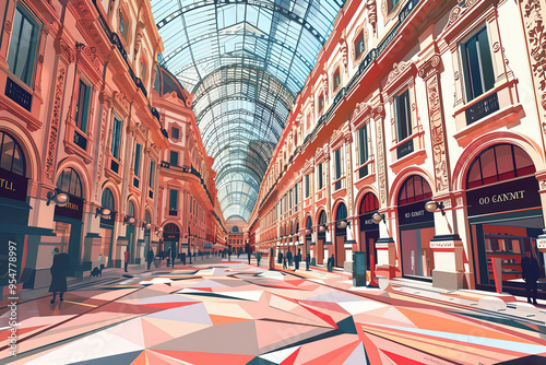 Wallpaper Mural Elegant Galleria Vittorio Emanuele II: A Geometric View Torontodigital.ca