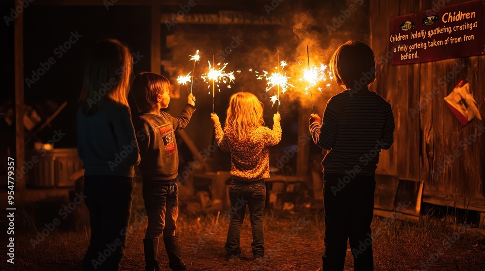 Fototapeta premium Sparklers and Fireworks Lighting Up the Night