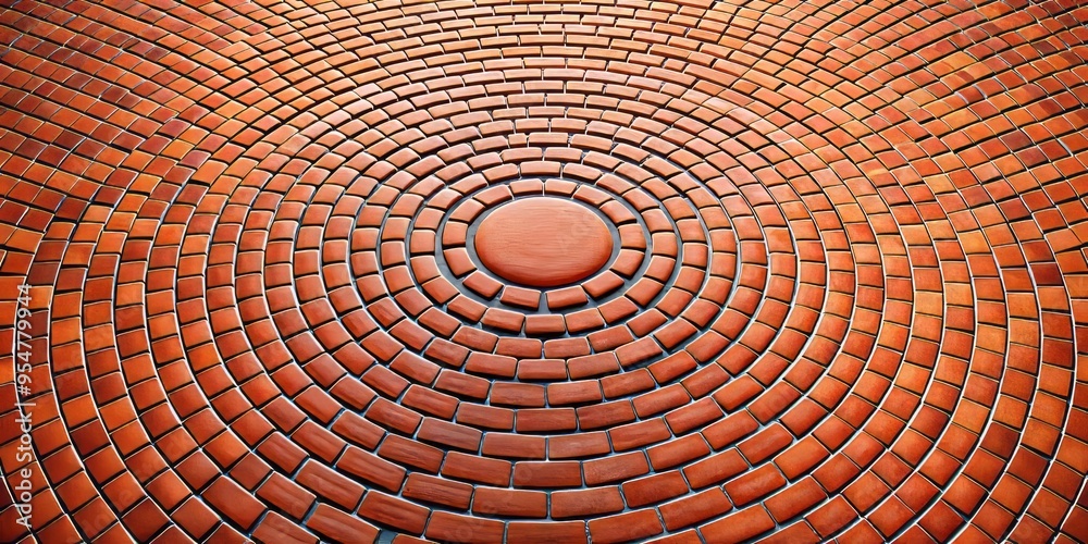 Fototapeta premium a photo image of a redbrick textured surface with subtle AI-generated contour lines forming a precise circle