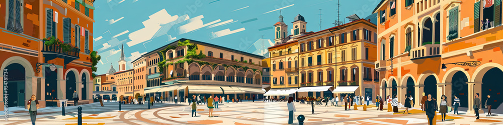 Obraz premium Charming Piazza delle Erbe: A Geometric Perspective