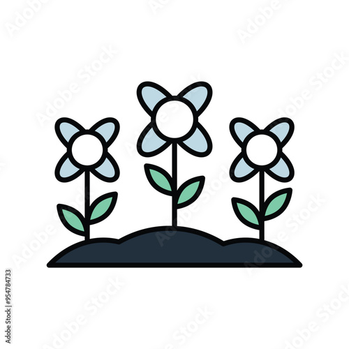 flower plantation color line icon with white background vector stock illustration photo