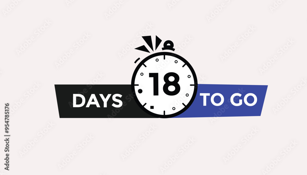 18 days to go Countdown number banner templates. time icon. Vector Illustration
18 days to go Countdown number banner templates. time icon. Vector Illustration