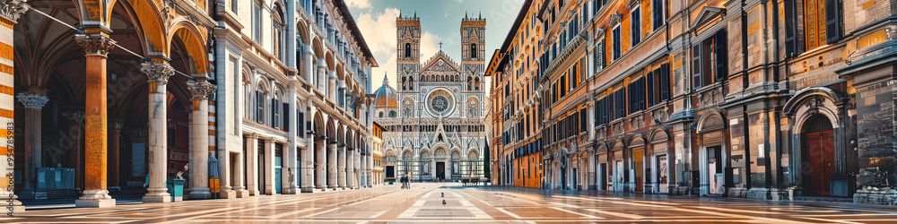 Fototapeta premium Stunning Siena Cathedral: A Geometric Perspective
