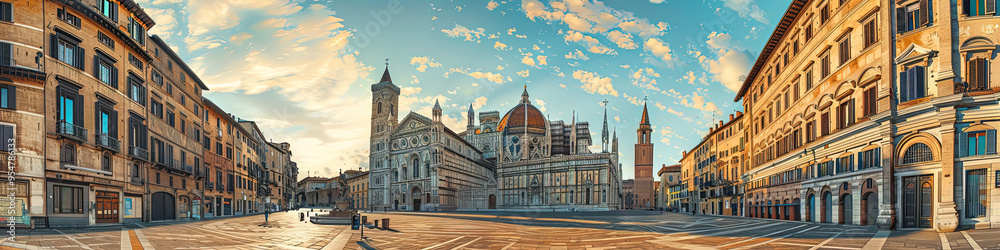 Fototapeta premium Stunning Siena Cathedral: A Geometric Perspective