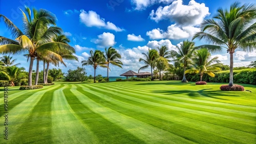 Softly swaying Bahama grass blades dance in the breeze, creating a serene and inviting landscape of lush greenery in the sun-kissed field.