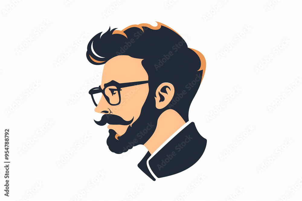minimalistic logo with the head and face of a man with a mustache and beard wearing glasses on a white background. An emblem for a barbershop men s salon or a brand store
minimalistic logo with the head and face of a man with a mustache and beard wearing glasses on a white background. An emblem for a barbershop men s salon or a brand store
