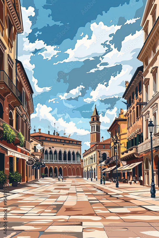 Obraz premium Charming Piazza delle Erbe: A Geometric Perspective