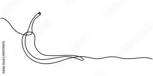 Continuous one line drawing of hot red chili pepper graphic design. Single line art illustration of spicy chili pepper on transparent background, Red chili pepper design in continuous line art drawing
