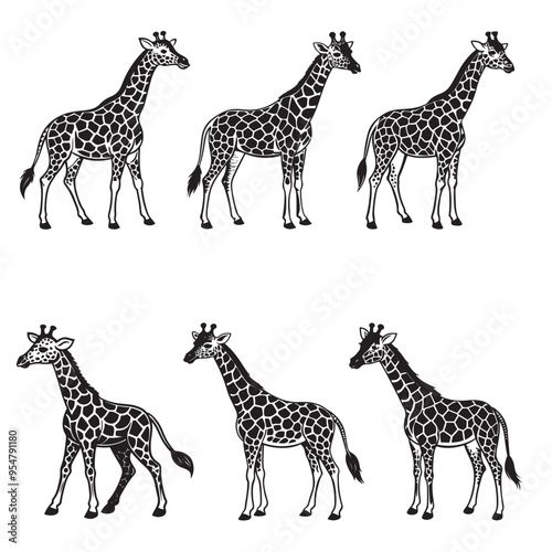 Giraffe ‍Silhouette vector Set