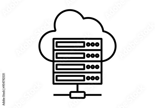 Icono negro de servidor conectado en la nube
