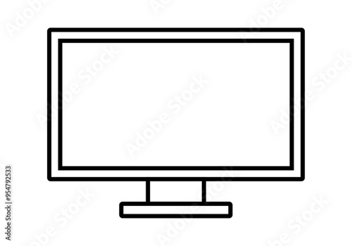Icono negro de pantalla o monitor de pc