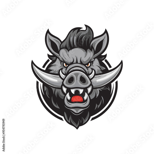 Wild boar design illustration logo on white background